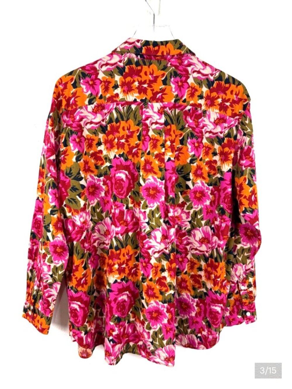 Sézane Max Floral Shirt Button Down Oversized Blouse Parisian Size 42 L - Picture 3 of 16